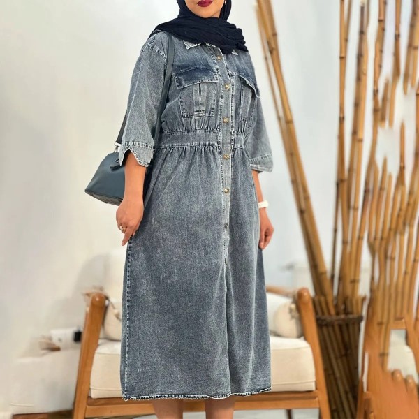 ماکسی جین دکمه دار زنانه 01555