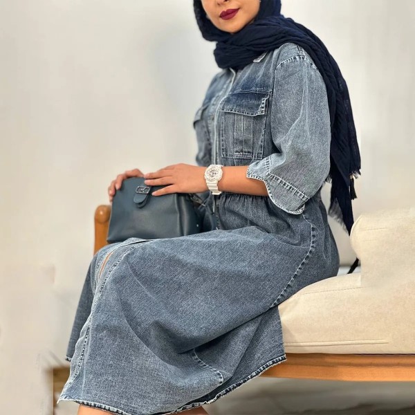 ماکسی جین دکمه دار زنانه 01555
