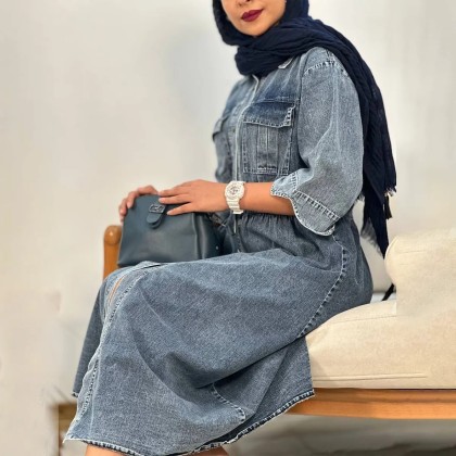 ماکسی جین دکمه دار زنانه 01555