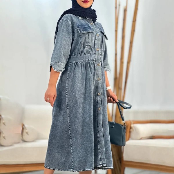 ماکسی جین دکمه دار زنانه 01555