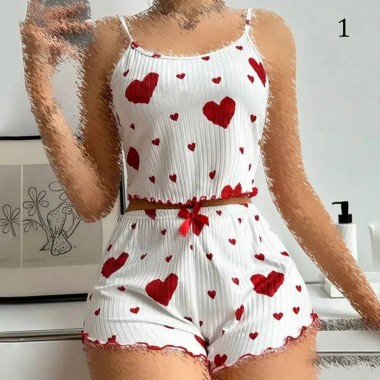 ست کراپ شرتک قلبی زنانه 30380