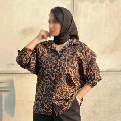 شومیز تک جیب پلنگی زنانه 43325