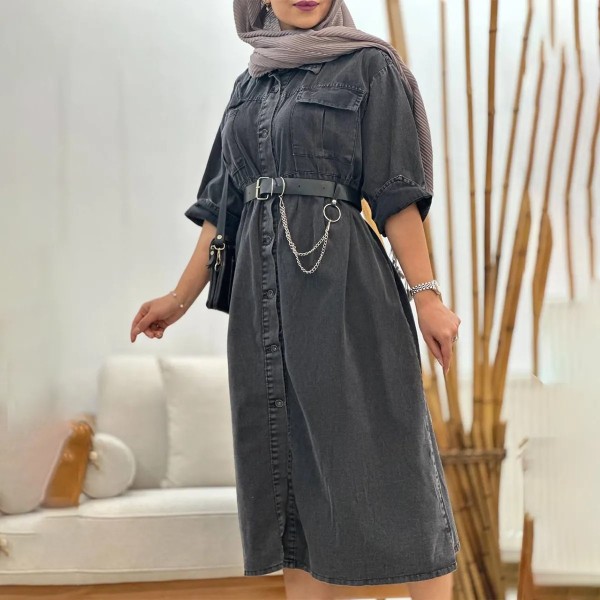 ماکسی جین دکمه دار زنانه 01555