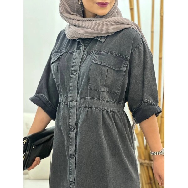 ماکسی جین دکمه دار زنانه 01555