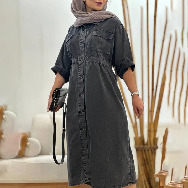 ماکسی جین دکمه دار زنانه 01555