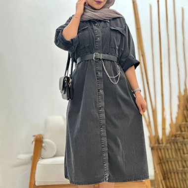 ماکسی جین دکمه دار زنانه 01555 2