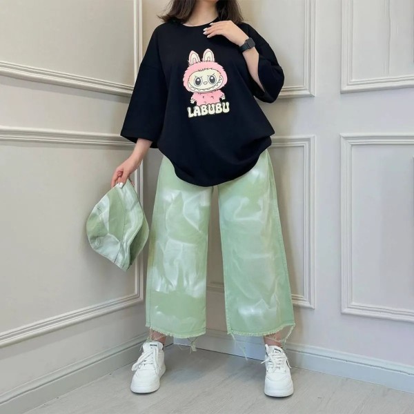 تیشرت باکسی labubu زنانه 100448
