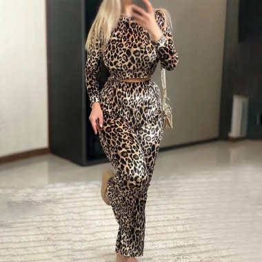 ست کراپ شلوار پلنگی زنانه V226