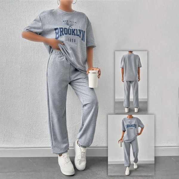 ست تیشرت و اسلش زنانه 66935