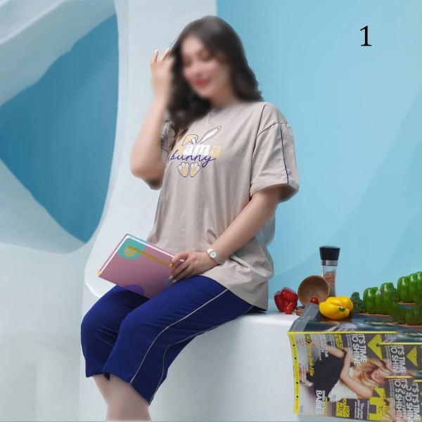 تیشرت شلوارک راسته برمودا زنانه 12932