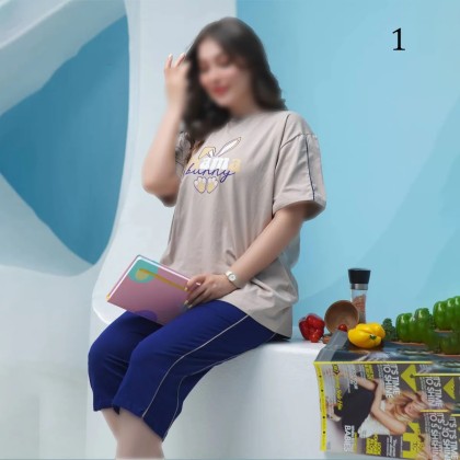 تیشرت شلوارک راسته برمودا زنانه 12932