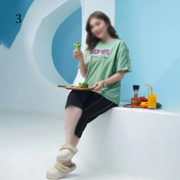 تیشرت شلوارک راسته برمودا زنانه 12932