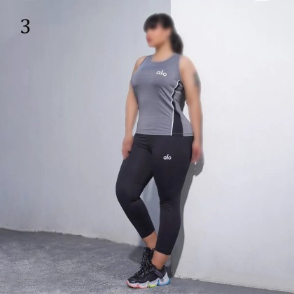 ست تاپ لگ ورزشی زنانه بیگ سایز  813P