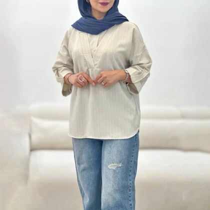 تونیک مانتویی پشت دکمه زنانه 70357