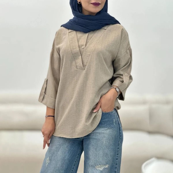 تونیک مانتویی پشت دکمه زنانه 70357