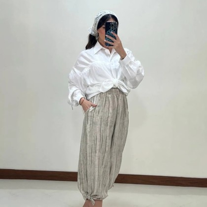 شلوار سنبادی لینن طرحدار زنانه 3112