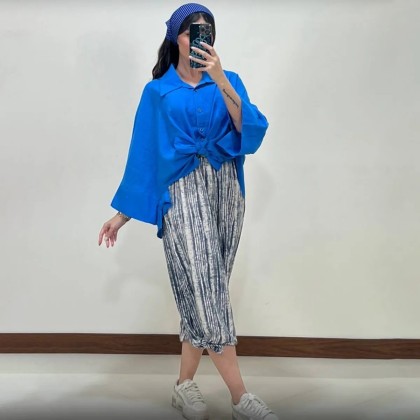 شلوار سنبادی لینن طرحدار زنانه 3112