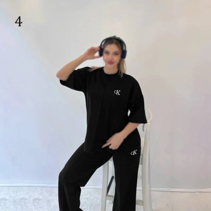 ست تیشرت شلوار فوق بیگ سایز جیب دار CK زنانه 2626