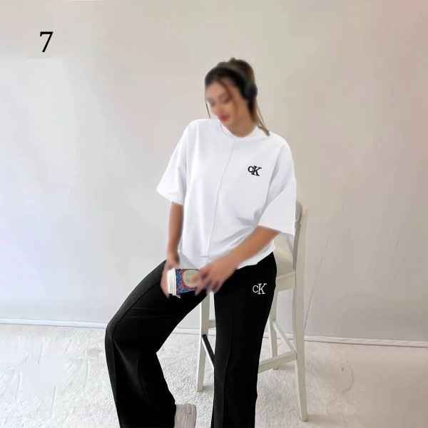 ست تیشرت شلوار فوق بیگ سایز جیب دار CK زنانه 2626