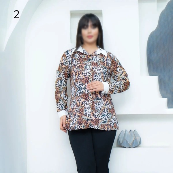 شومیز مانتویی پلنگی زنانه 39217