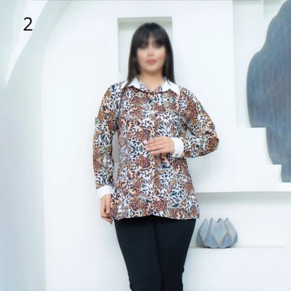 شومیز مانتویی پلنگی زنانه 39217