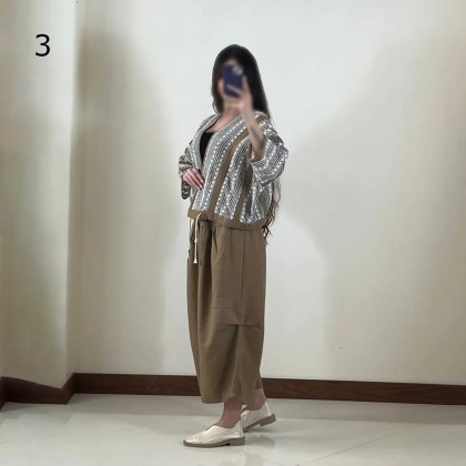 ست  رویه شلوار قلاب بافی زنانه 3022
