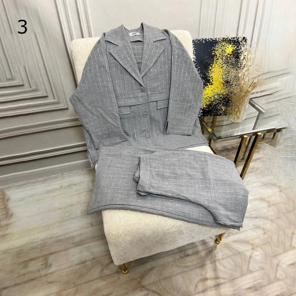 ست کت شلوار یقه انگلیسی زنانه 3023