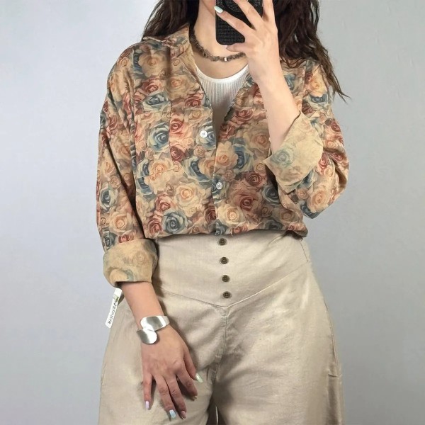 شومیز لنین طرحدار زنانه 46101