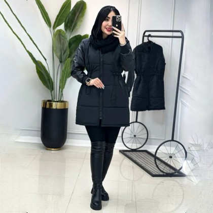 کاپشن آستین چرم زنانه  78976