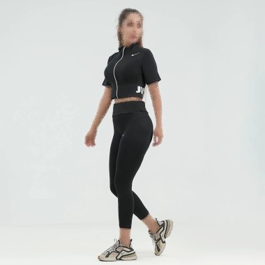 ست نایک لگ و کراپ زیپ دار ورزشی زنانه 0310