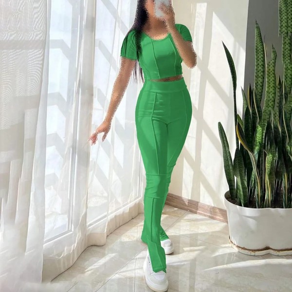 ست کراپ شلوار رگه دوزی زنانه مدل والنتینو