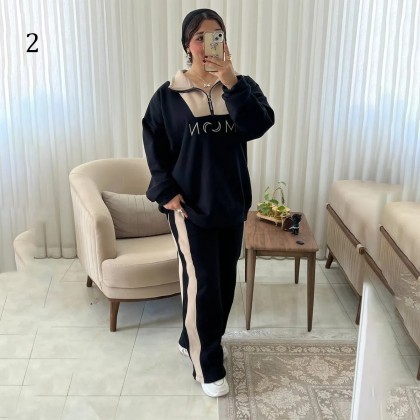 ست هودی نیم زیپ و شلوار زنانه 1205