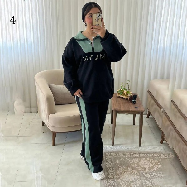 ست هودی نیم زیپ و شلوار زنانه 1205