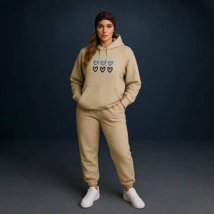 ست هودی شلوار زنانه قلب آبی روشن 24398
