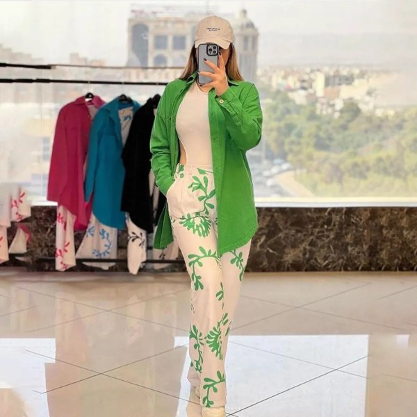 ست شومیز شلوار هاوایی زنانه
