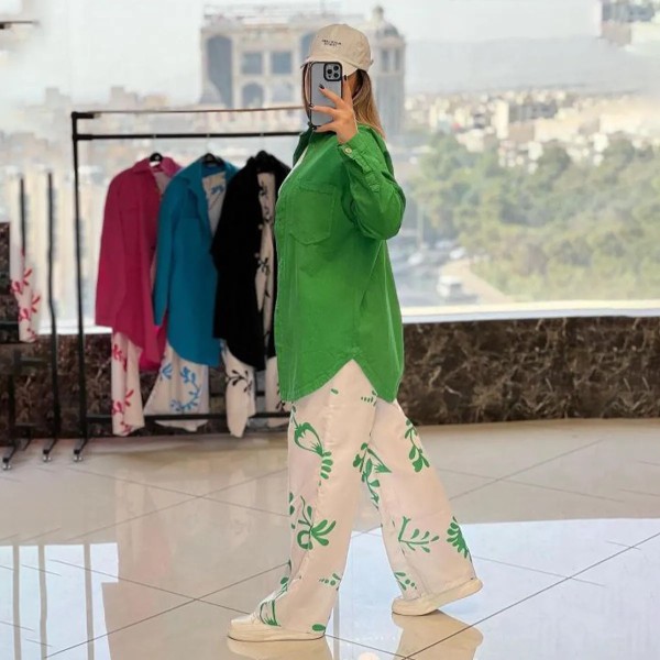 ست شومیز شلوار هاوایی زنانه