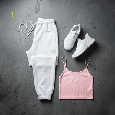 شلوار جاگر و تاپ بند ماکارون زنانه 28684