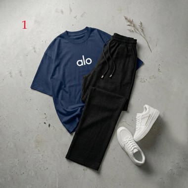 شلوار بگ مشکی و تیشرت alo زنانه 58898