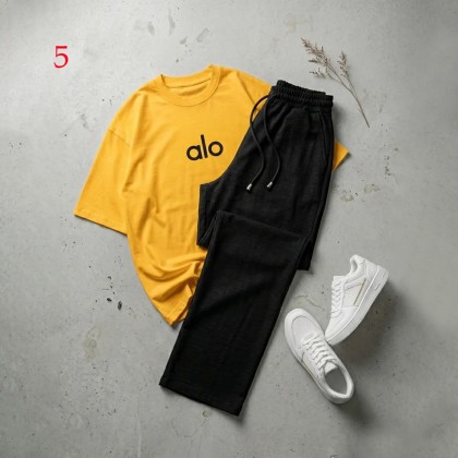 شلوار بگ مشکی و تیشرت alo زنانه 58898