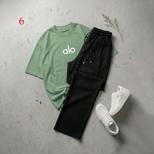 شلوار بگ مشکی و تیشرت alo زنانه 58898