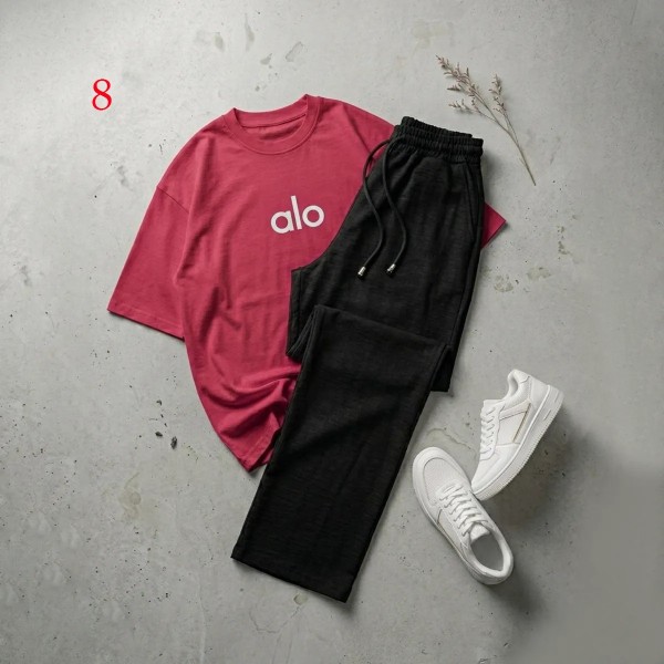 شلوار بگ مشکی و تیشرت alo زنانه 58898