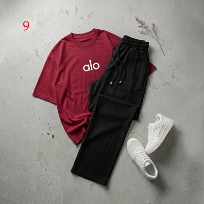 شلوار بگ مشکی و تیشرت alo زنانه 58898