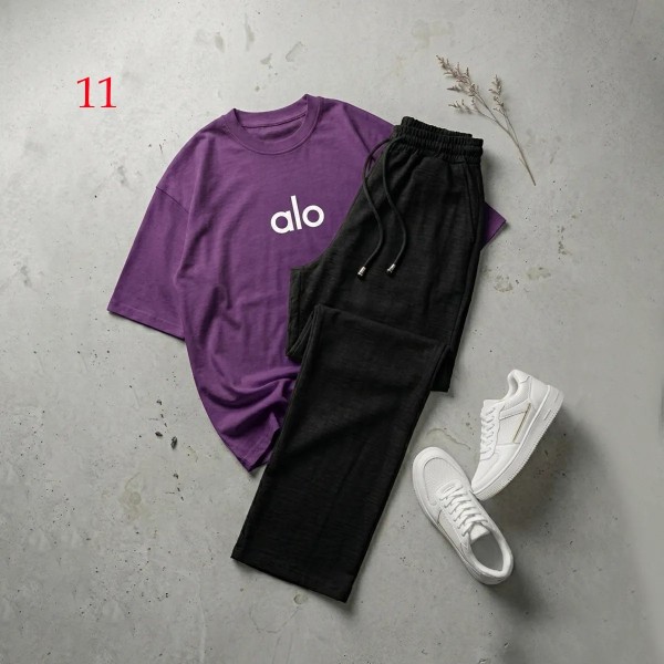 شلوار بگ مشکی و تیشرت alo زنانه 58898