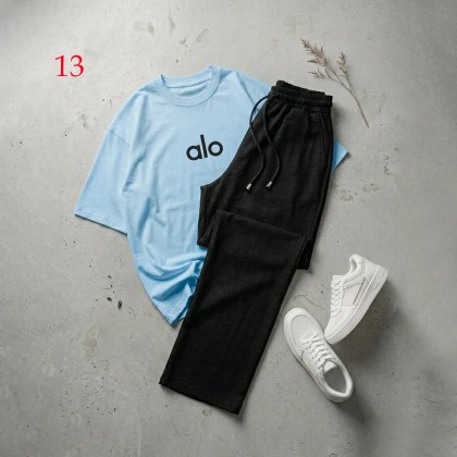 شلوار بگ مشکی و تیشرت alo زنانه 58898