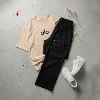 شلوار بگ مشکی و تیشرت alo زنانه 58898