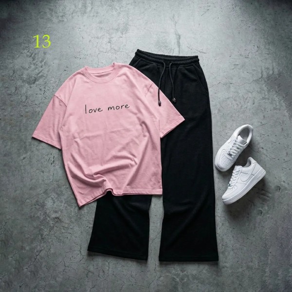 شلوار بگ مشکی و تیشرت love more زنانه 58898