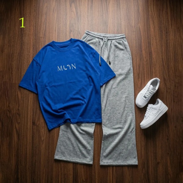 شلوار بگ طوسی و تیشرت MooN زنانه 45098