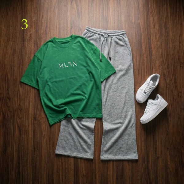 شلوار بگ طوسی و تیشرت MooN زنانه 45098