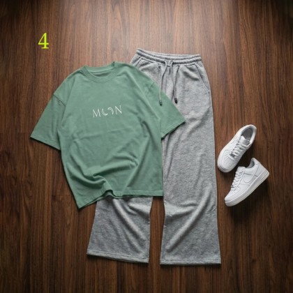 شلوار بگ طوسی و تیشرت MooN زنانه 45098