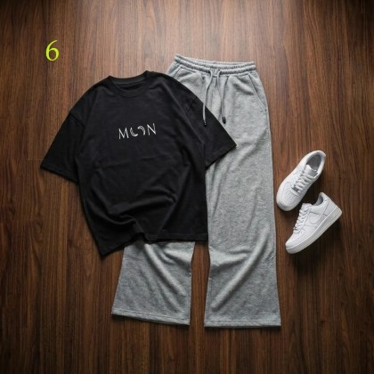 شلوار بگ طوسی و تیشرت MooN زنانه 45098